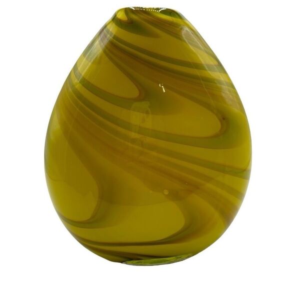 Vintage Murano Glass Vase Yellow & Green